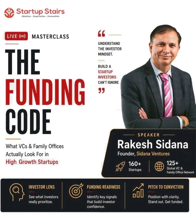 The Funding Code, session by Rakesh Sidana at Startup Stairs